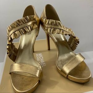 Michael Kors Bella Platform Heels Metallic Gold
